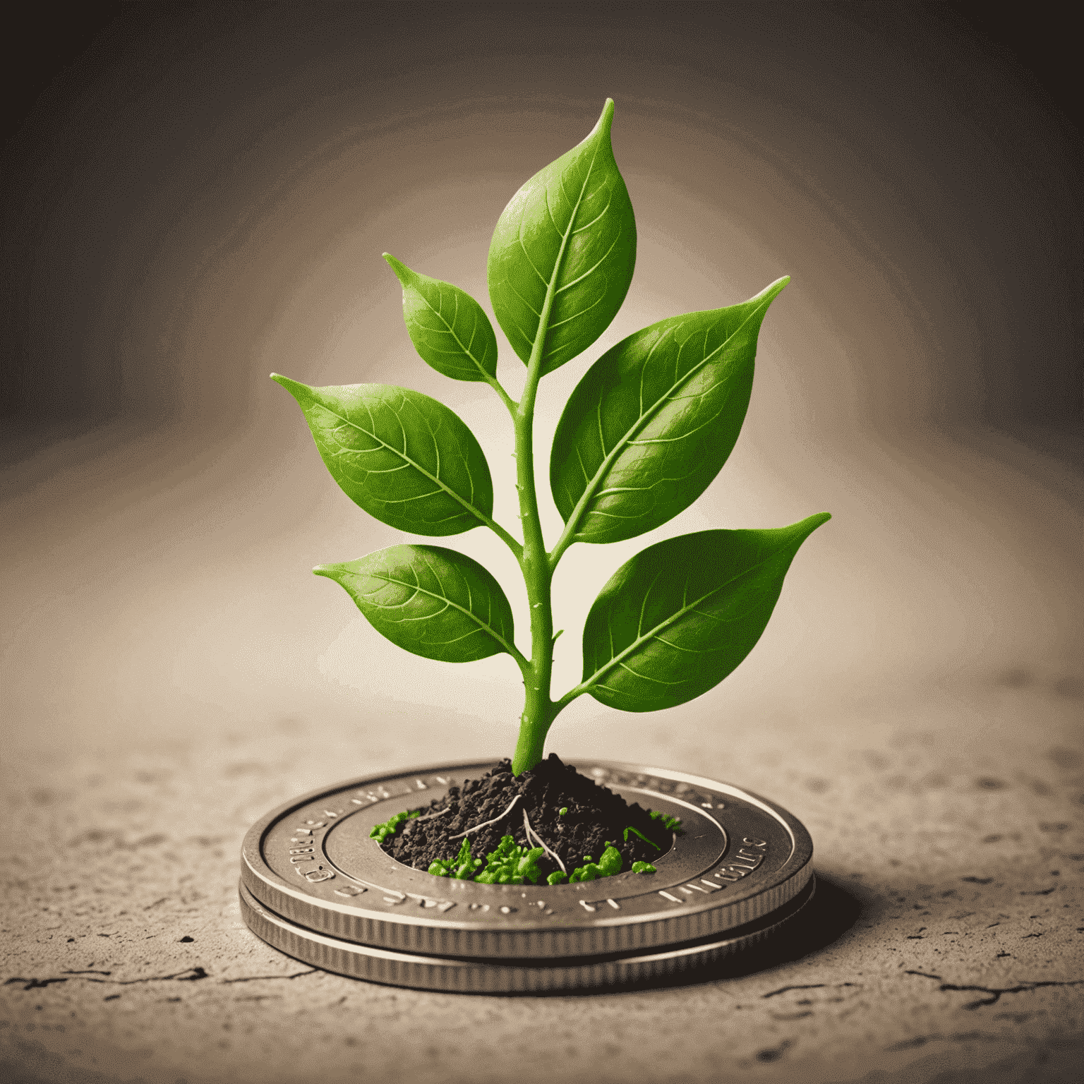 FinGrow logo - A stylized green sprout growing from a coin, symbolizing financial growth and education